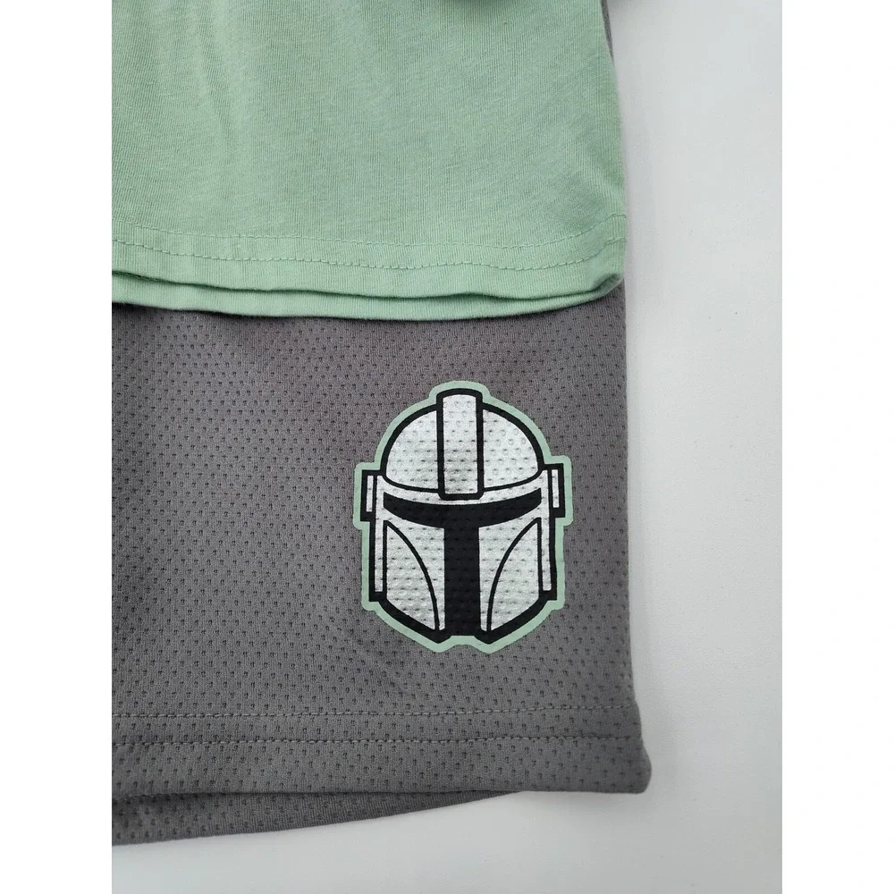 ✅🩳👕STAR WARS Boys SHIRT SHORTS Size 7 Set 2-Pieces Mandalorian Disney👀SEE📏📸